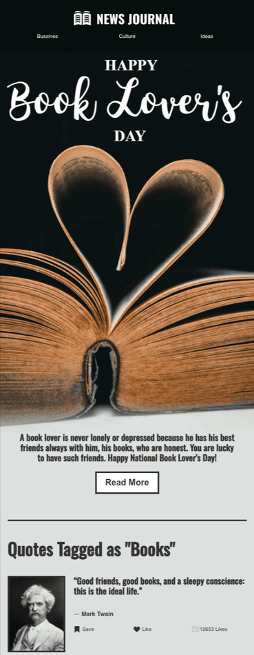 book lovers email template for schools