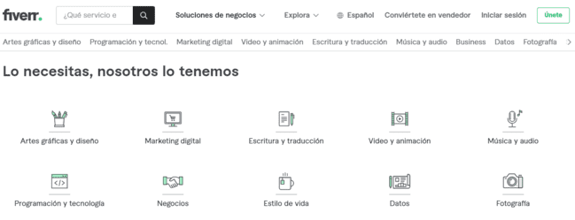 categorías de trabajo de Fiverr mejores sitios web para freelance