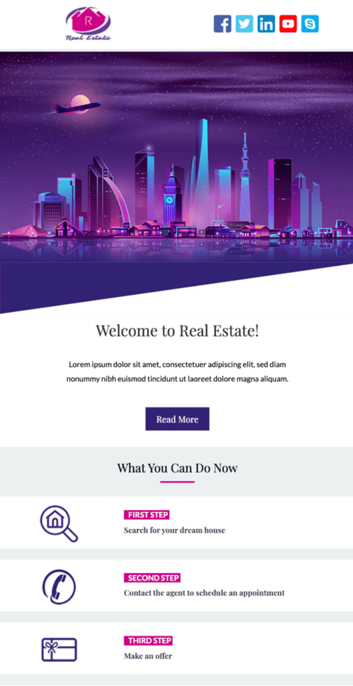 clean real estate email template