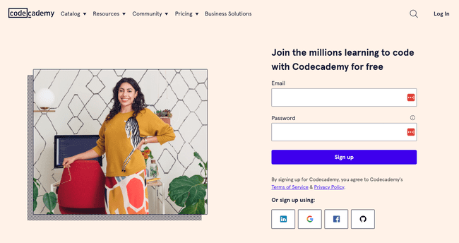 Code academy learning online platform to learn programming