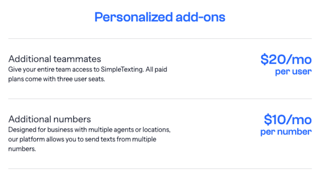 complementos de marketing por SMS de SimpleTexting, números de usuarios