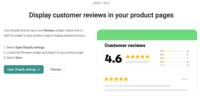 configurar las reseñas de clientes de Shopify en Omnisend