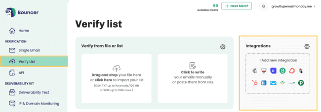 connect email marketing CRM integration Bouncer
