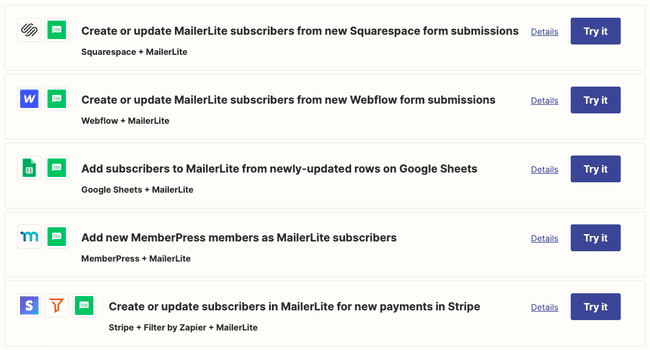 crea una lista de correo electrónico utilizando Zapier Zaps