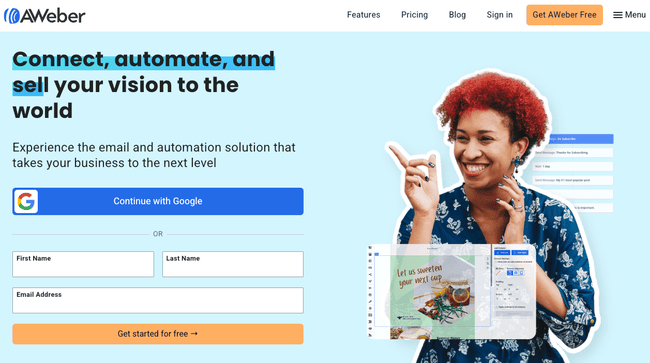 creador de boletines informativos por correo electrónico de AWeber drag and drop