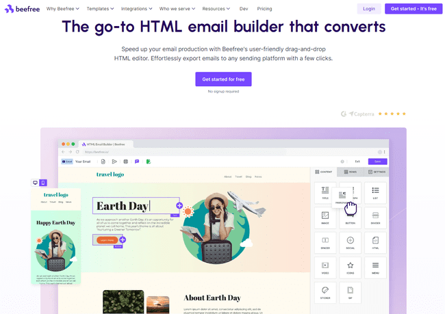 creador de correo electrónico Beefree para crear tu propio boletín escolar