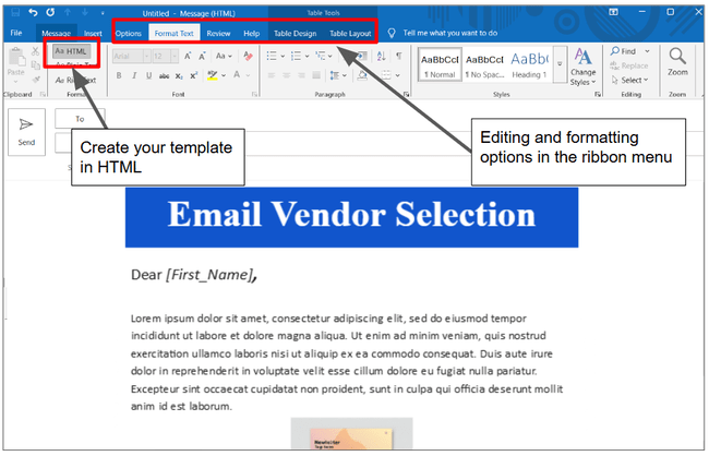crear plantillas en la aplicación de escritorio clásica de Outlook para Windows con opciones de barra de herramientas de acceso rápido