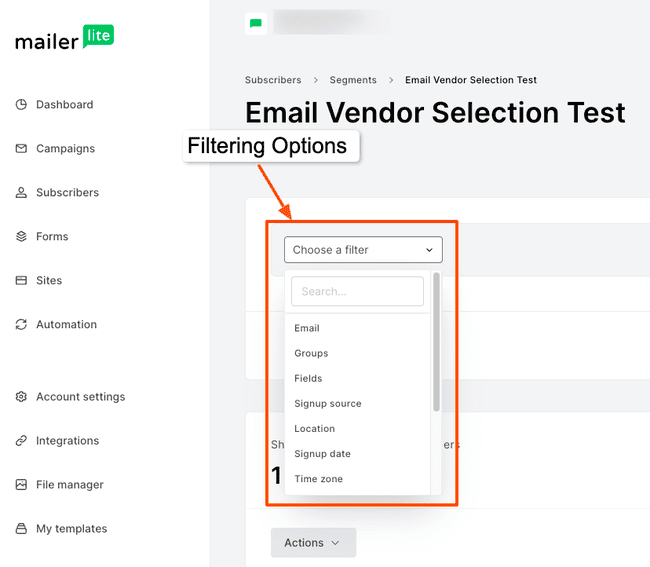 crear un segmento en MailerLite vs Mailchimp