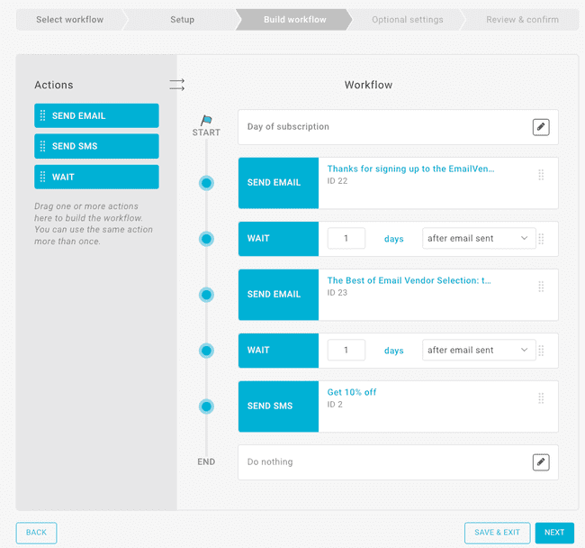 creating a thank you workflow in Mailup