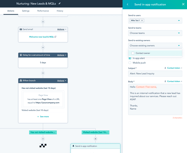 creating workflows in the Hubspot Sales Hub