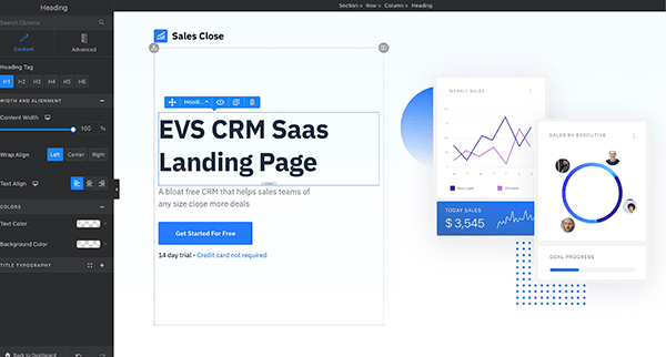 crm saas landing page