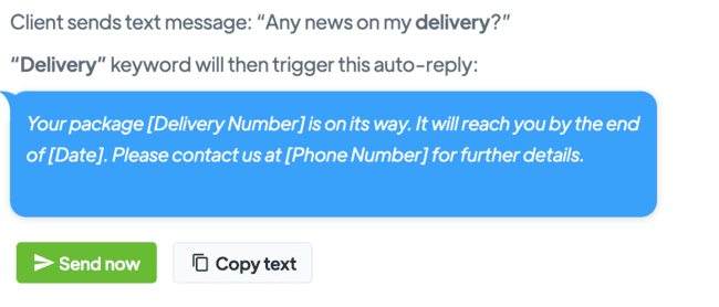 SMS marketing platform TextMagic review status update example