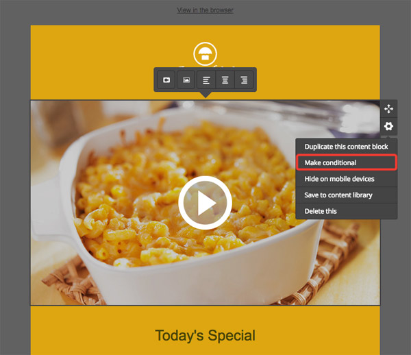 restaurant email dynamic content