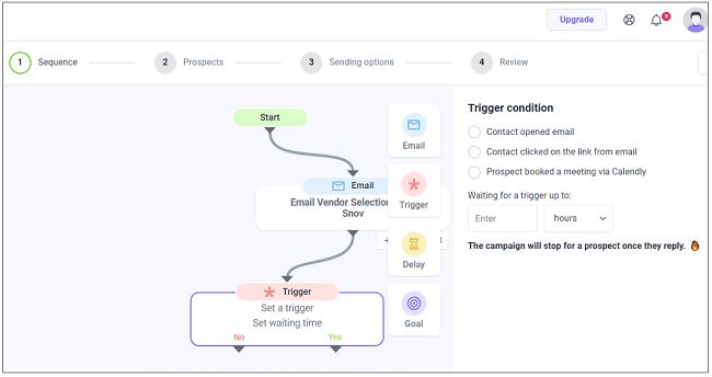 editor de flujos de trabajo Snov