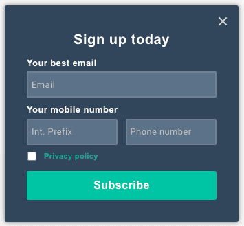 ejemplo de formulario de suscripción en Mailup