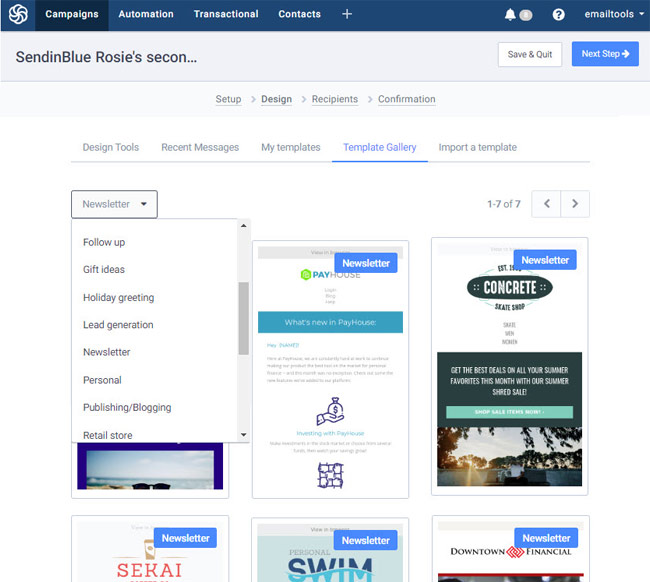 email template gallery review sendinblue