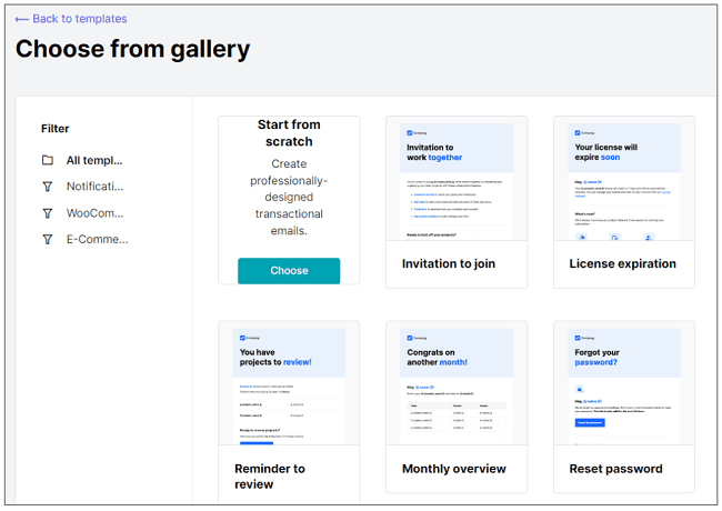 email templates transactional emails SMTP server