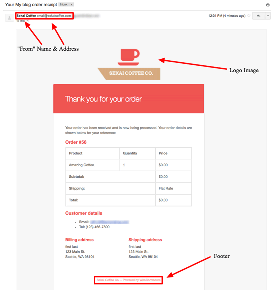 wordpress woocommerce order receipt email