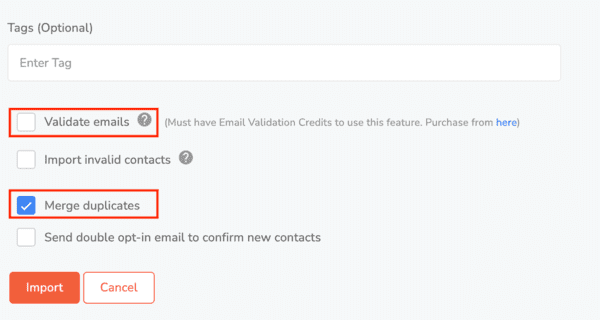 Engagebay review email validation options