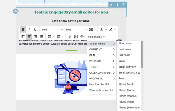 Engagebay review dynamic email content
