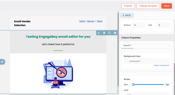 Engagebay review drag-and-drop email editor