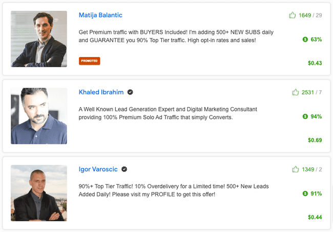 examples of solo ad sellers