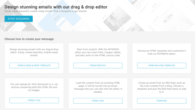 formas de crear correos electrónicos en el software de MailUp