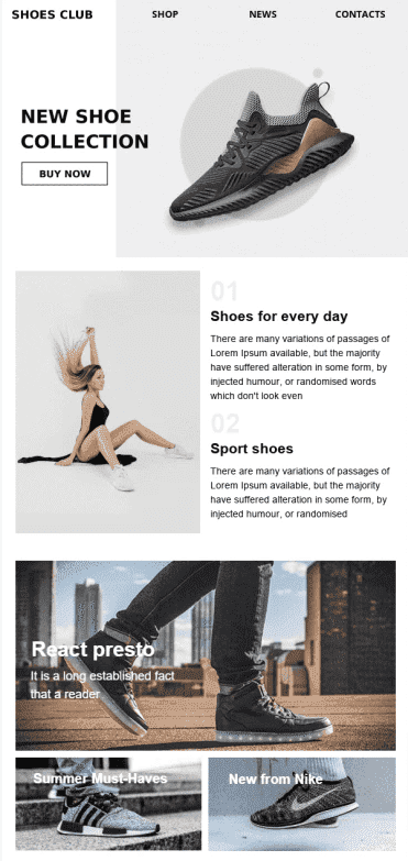 free Mailchimp email template for product promotions