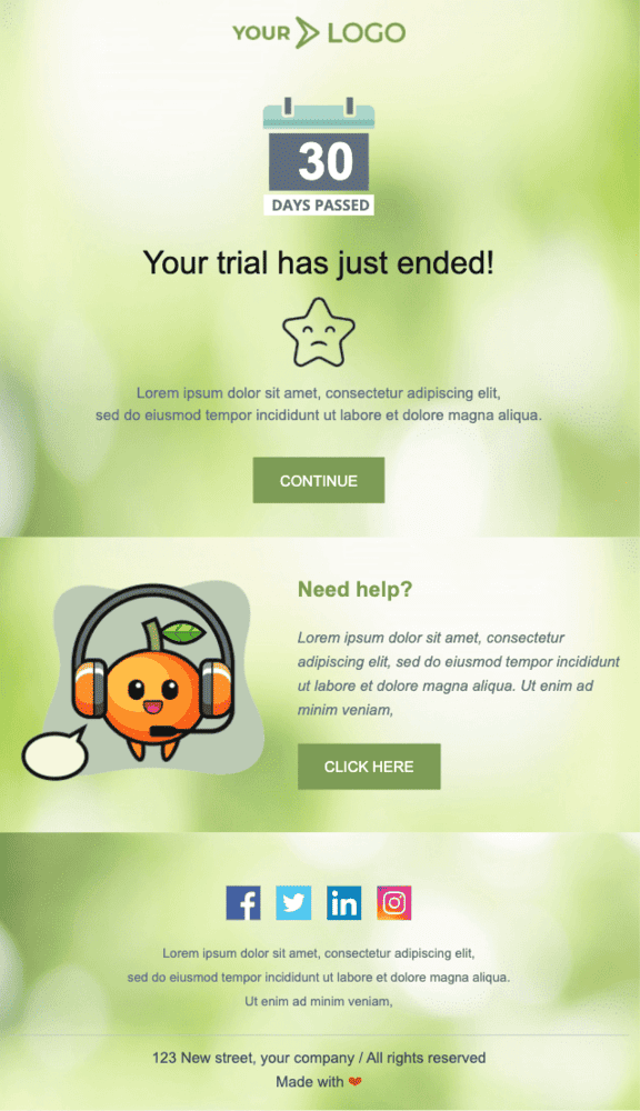 free trial saas email template