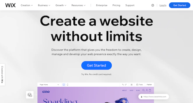 free tool website landing page builder Wix