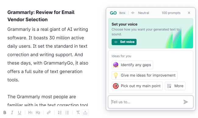 generador de texto AI GrammarlyGo