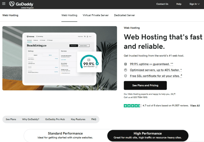hosting GoDaddy