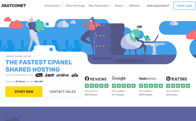 hosting WordPress gestionado por FastComet