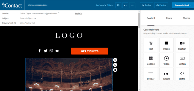 iContact email marketing software email builder platform