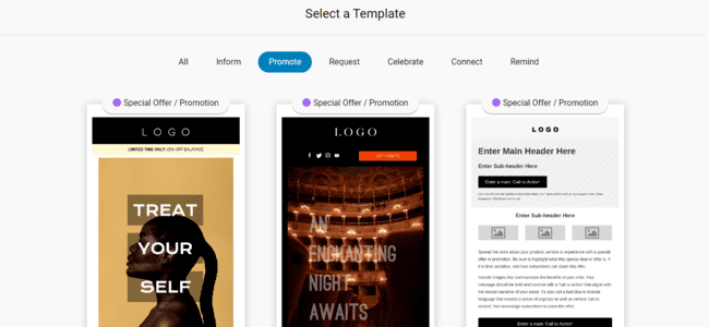iContact software review email template categories