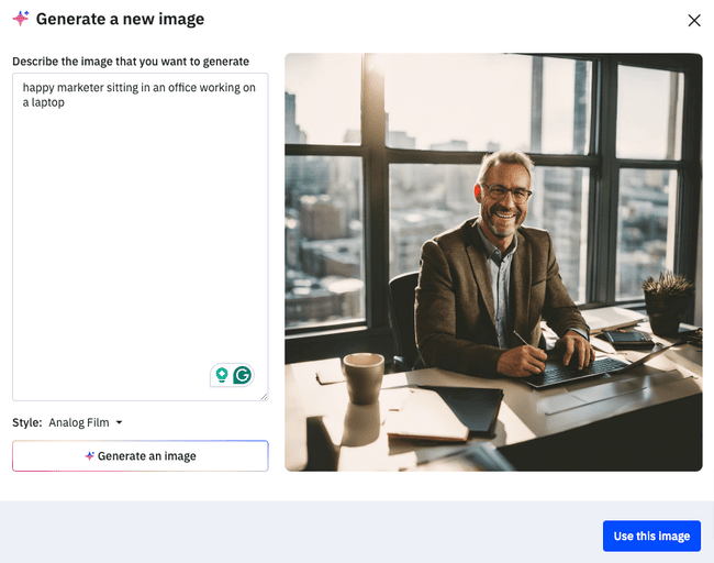 image generation in ActiveCampaign email editor