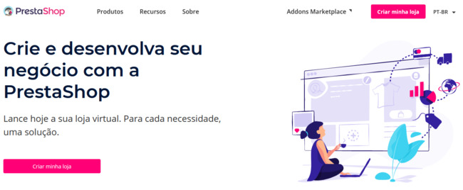 página inicial da prestashop