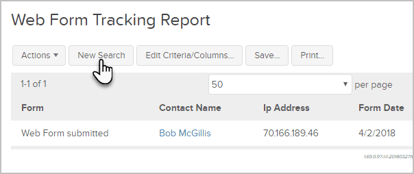 informe de seguimiento de formularios web de Keap