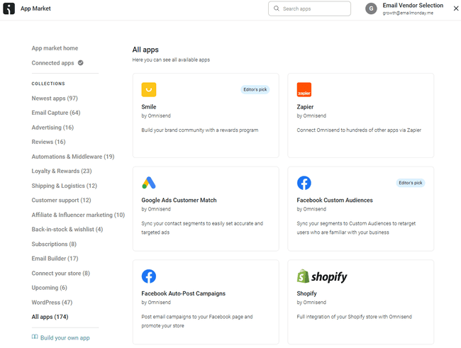 integraciones de Omnisend