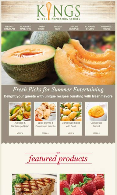 kings email marketing restaurant recipes
