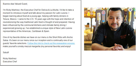 meet the chef restaurant email selection