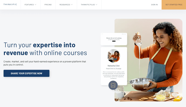 mejor software de formación online Thinkific