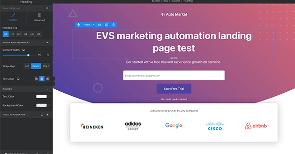 marketing automation saas landing page