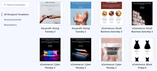 modelos de e-mail do ActiveCampaign CRM