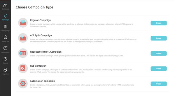 Moosend weed email campaign types
