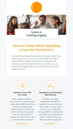 nonprofits using emails for planned giving