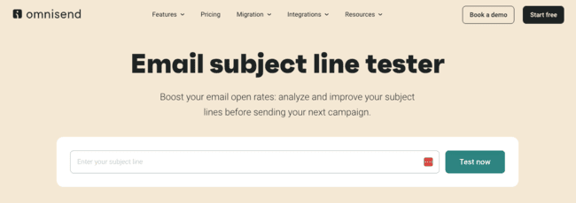omnisend email subject line tester