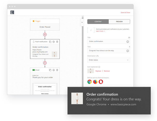order confirmation web push example