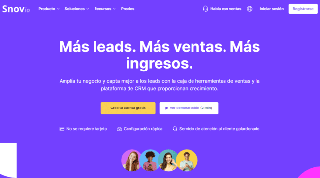 página de inicio de Snov