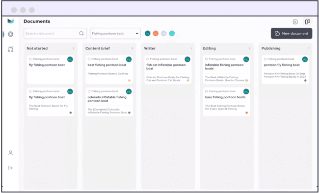 panel de creación de contenidos de Outranking